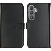 Selencia Samsung Galaxy S24 Hülle - Echtes Leder - - Klapphülle - Schwarz