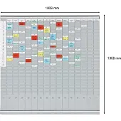 Franken T-Kartentafel Jahresplaner für 15 Monate plus Index, 100,8 x 100,8 cm, 16 Träger, 50 Schlitze, PV-SET5