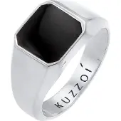 KUZZOI Ring Herren Siegelring Emaille Schwarz Basic 925 Silber Kuzzoi Silber