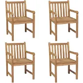 The Living Store Gartenstühle 4 Stk. mit Schwarzen Kissen Massivholz Teak