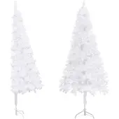 The Living Store Künstlicher Eck-Weihnachtsbaum Weiß 240 cm PVC