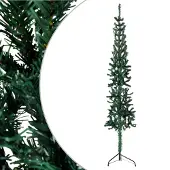 The Living Store Künstlicher Halb-Weihnachtsbaum mit Ständer Schlank Grün 180 cm