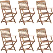 The Living Store Klappbare Gartenstühle 6 Stk. mit Kissen Massivholz Akazie