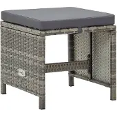 The Living Store Gartenhocker 4 Stk. mit Sitzkissen Poly Rattan Grau
