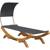 The Living Store Loungebett mit Dach 100x200x126 cm Bugholz Massiv Anthrazit