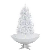 The Living Store Schneiender Weihnachtsbaum mit Schirmfuß Weiß 170 cm