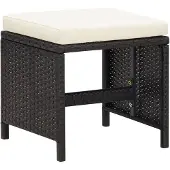 The Living Store Gartenhocker 4 Stk. mit Sitzkissen Poly Rattan Schwarz