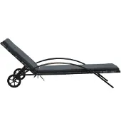 The Living Store Sonnenliegen mit Tisch Poly Rattan Anthrazit