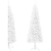 The Living Store Künstlicher Halb-Weihnachtsbaum mit Ständer Schlank Weiß 180 cm