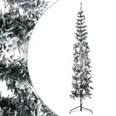 The Living Store Künstlicher Halb-Weihnachtsbaum mit Schnee Schlank 180 cm