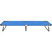 The Living Store Klappbare Sonnenliege Blau Stahl