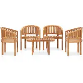 The Living Store 5-tlg. Garten-Lounge-Set Massivholz Teak