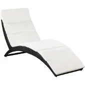 The Living Store Klappbare Sonnenliege mit Auflage Poly Rattan Schwarz