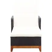 The Living Store Sonnenliege Poly Rattan und Massivholz Akazie Schwarz
