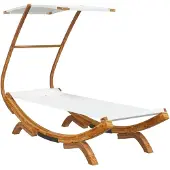 The Living Store Loungebett mit Dach 100x190x134 cm Bugholz Massiv Creme