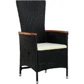The Living Store Gartenstühle 2 Stk. mit Polstern Poly Rattan Schwarz