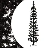 The Living Store Künstlicher Halb-Weihnachtsbaum Ständer Schlank Schwarz 240 cm