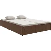 The Living Store Sonnenliege mit Auflagen Poly Rattan Braun