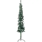 The Living Store Künstlicher Halb-Weihnachtsbaum mit Ständer Schlank Grün 210 cm