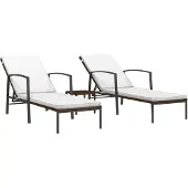The Living Store Sonnenliegen 2 Stk. mit Tisch Poly Rattan Braun