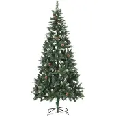 The Living Store Künstlicher Weihnachtsbaum Kiefernzapfen Weißem Glitzer 210 cm