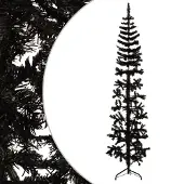 The Living Store Künstlicher Halb-Weihnachtsbaum Ständer Schlank Schwarz 210 cm