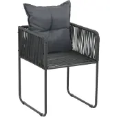 The Living Store Gartenstühle 4 Stk. mit Kissen Poly Rattan Schwarz
