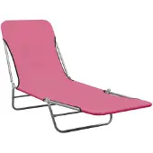 The Living Store Klappbare Sonnenliegen 2 Stk. Stahl und Stoff Rosa