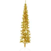 The Living Store Künstlicher Halb-Weihnachtsbaum mit Ständer Schlank Gold 210 cm