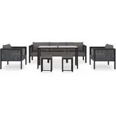 The Living Store 8-tlg. Garten-Lounge-Set mit Auflagen Poly Rattan Anthrazit