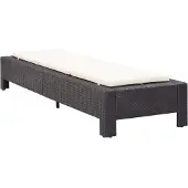 The Living Store Sonnenliege mit Auflage Schwarz Poly Rattan