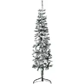 The Living Store Künstlicher Halb-Weihnachtsbaum mit Schnee Schlank 150 cm
