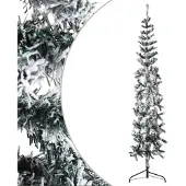 The Living Store Künstlicher Halb-Weihnachtsbaum mit Schnee Schlank 240 cm