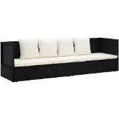 The Living Store Garten-Sofabett mit Kissen Poly Rattan Schwarz