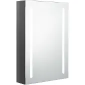 The Living Store LED-Bad-Spiegelschrank Glänzendes Grau 50x13x70 cm