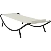 The Living Store Gartenbett Creme 200 x 90 cm Stahl
