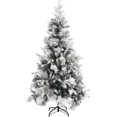 The Living Store Weihnachtsbaum mit Zapfen Beschneit 225 cm PVC & PE