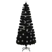 The Living Store Weihnachtsbaum mit LED-Schneeflocken Schwarz 240 cm Fiberoptik