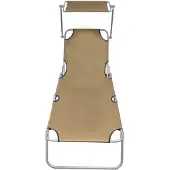 The Living Store Klappliege mit Sonnenschutz Taupe Aluminium