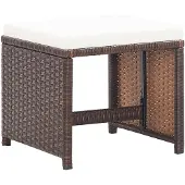 The Living Store Gartenhocker 2 Stk. mit Sitzkissen Poly Rattan Braun