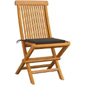 The Living Store Gartenstühle mit Taupe Kissen 2 Stk. Massivholz Teak