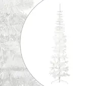 The Living Store Künstlicher Halb-Weihnachtsbaum mit Ständer Schlank Weiß 210 cm