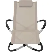 The Living Store Sonnenliege Geometrisch Stahl Creme