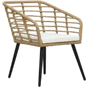 The Living Store Gartenstühle 2 Stk. mit Auflagen Poly Rattan Eiche