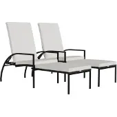The Living Store Sonnenliegen 2 Stk. mit Fußhocker PE-Rattan Braun
