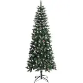 The Living Store Künstlicher Weihnachtsbaum mit Ständer Grün 210 cm PVC
