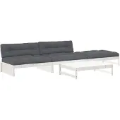 The Living Store 4-tlg. Garten-Lounge-Set mit Kissen Weiß Massivholz