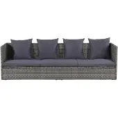 The Living Store Garten-Sofabett 200x60 cm Poly Rattan Grau