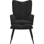 The Living Store Relaxsessel mit Hocker Schwarz Samt