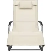 The Living Store Sonnenliege Textilene Creme und Grau